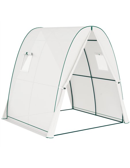Outsunny Hoop House Greenhouse with Sandbags, Walk-In Tunnel Green House with 2 Doors and Screen Windows, 1.8 x 1.8 x 2m, White - pic 177891 | FastDaddyshop