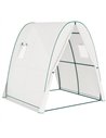 Outsunny Hoop House Greenhouse with Sandbags, Walk-In Tunnel Green House with 2 Doors and Screen Windows, 1.8 x 1.8 x 2m, White