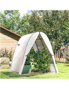 Outsunny Hoop House Greenhouse with Sandbags, Walk-In Tunnel Green House with 2 Doors and Screen Windows, 1.8 x 1.8 x 2m, White 2