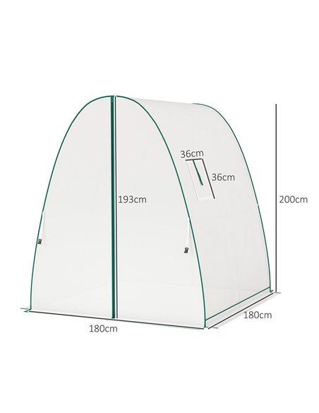 Outsunny Hoop House Greenhouse with Sandbags, Walk-In Tunnel Green House with 2 Doors and Screen Windows, 1.8 x 1.8 x 2m, White - pic 177893 | FastDaddyshop
