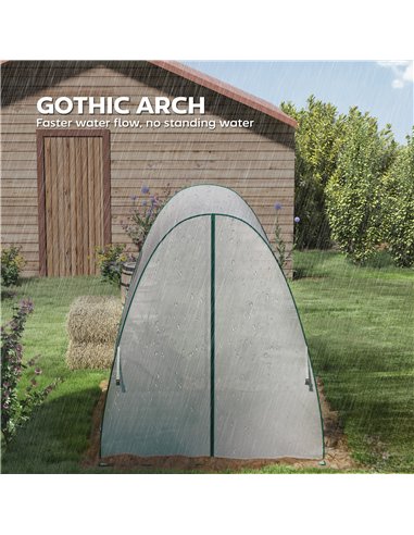 Outsunny Hoop House Greenhouse with Sandbags, Walk-In Tunnel Green House with 2 Doors and Screen Windows, 1.8 x 1.8 x 2m, White