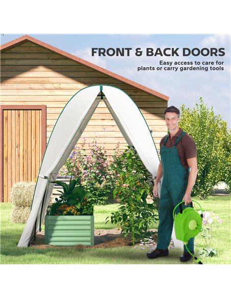 Outsunny Hoop House Greenhouse with Sandbags, Walk-In Tunnel Green House with 2 Doors and Screen Windows, 1.8 x 1.8 x 2m, White - pic 177897 | FastDaddyshop