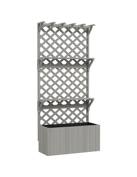 Outsunny 52L Wooden Planter, with Trellis and Shelves - Grey - pic 177900 | FastDaddyshop