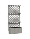 Outsunny 52L Wooden Planter, with Trellis and Shelves - Grey
