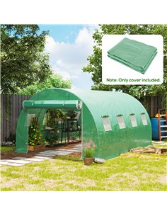 Outsunny 4 x 3 x 2m Polytunnel Greenhouse Replacement Cover ONLY Winter Garden Plant PE Cover for Tunnel Walk-in Greenhouse with 2