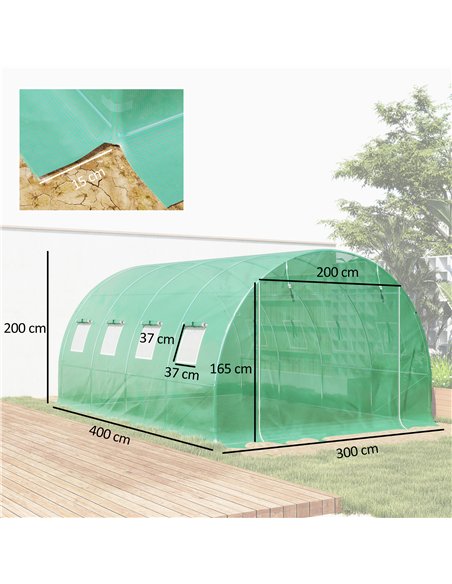 Outsunny 4 x 3 x 2m Polytunnel Greenhouse Replacement Cover ONLY Winter Garden Plant PE Cover for Tunnel Walk-in Greenhouse with - pic 177911 | FastDaddyshop