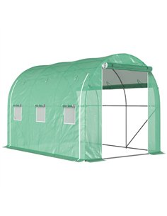 Outsunny 296 x 196cm Steel Frame Polytunnel Greenhouse - Green