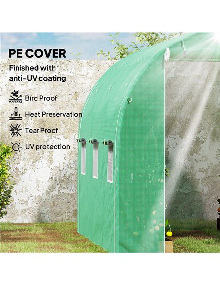 Outsunny 296 x 196cm Steel Frame Polytunnel Greenhouse - Green - pic 177921 | FastDaddyshop