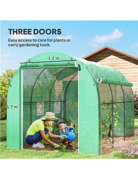 Outsunny 296 x 196cm Steel Frame Polytunnel Greenhouse - Green - pic 177922 | FastDaddyshop