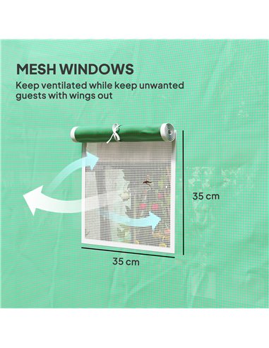Outsunny 296 x 196cm Steel Frame Polytunnel Greenhouse - Green