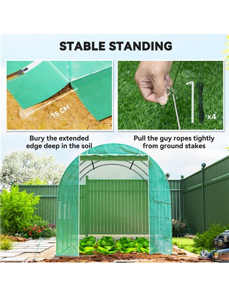 Outsunny 296 x 196cm Steel Frame Polytunnel Greenhouse - Green - pic 177924 | FastDaddyshop