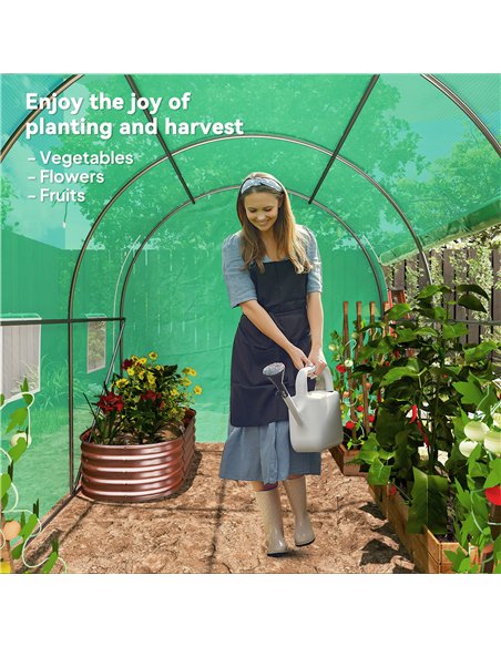 Outsunny 296 x 196cm Steel Frame Polytunnel Greenhouse - Green - pic 177925 | FastDaddyshop