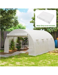 Outsunny 4 x 3 x 2m Polytunnel Greenhouse Replacement Cover ONLY Winter Garden Plant PE Cover for Tunnel Walk-in Greenhouse with 2