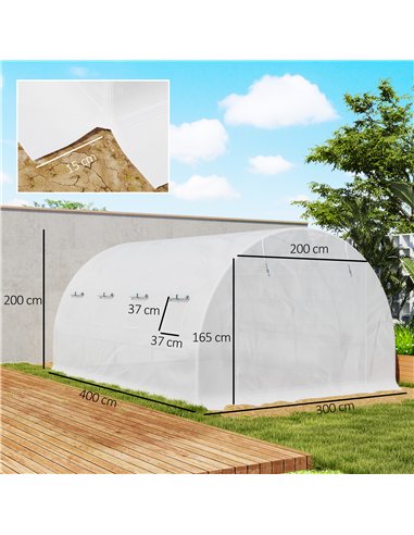 Outsunny 4 x 3 x 2m Polytunnel Greenhouse Replacement Cover ONLY Winter Garden Plant PE Cover for Tunnel Walk-in Greenhouse with