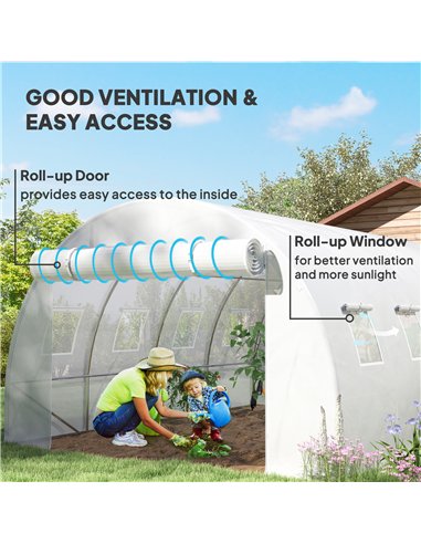Outsunny 4 x 3 x 2m Polytunnel Greenhouse Replacement Cover ONLY Winter Garden Plant PE Cover for Tunnel Walk-in Greenhouse with