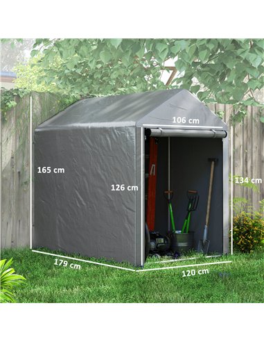 Outsunny 179 x 120cm Temporary Garden Shed, with Accessories - Light Grey