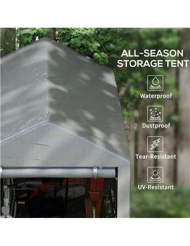 Outsunny 179 x 120cm Temporary Garden Shed, with Accessories - Light Grey