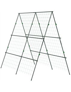 Outsunny Garden Cucumber Trellis for Climbing Plants, A-Frame Trellis Plant Support with Climbing Net, DIY Adjustable Cucumber S