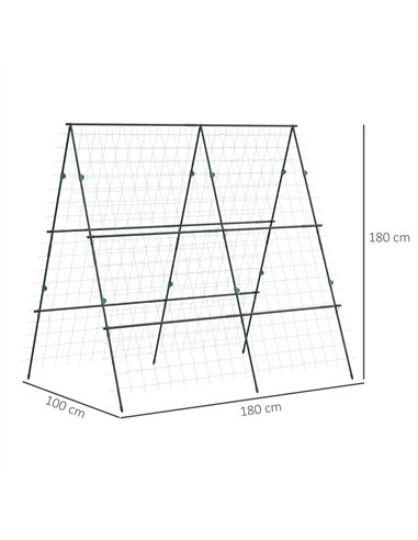 Outsunny Garden Cucumber Trellis for Climbing Plants, A-Frame Trellis Plant Support with Climbing Net, DIY Adjustable Cucumber S