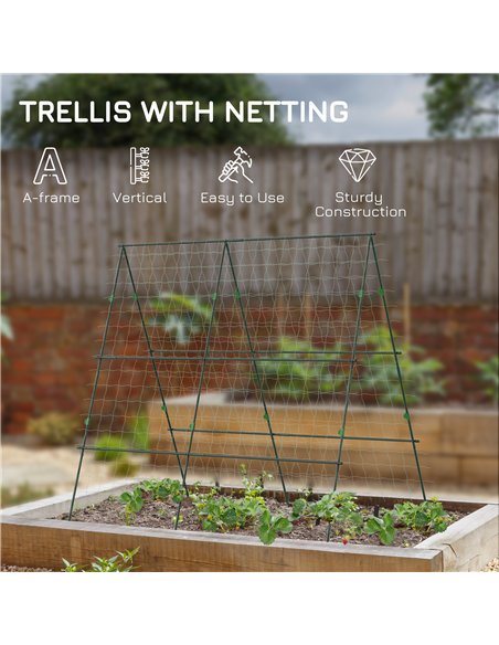 Outsunny Garden Cucumber Trellis for Climbing Plants, A-Frame Trellis Plant Support with Climbing Net, DIY Adjustable Cucumber S - pic 177948 | FastDaddyshop