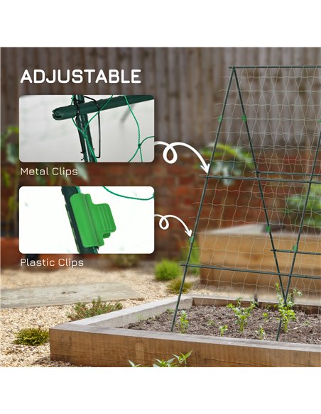 Outsunny Garden Cucumber Trellis for Climbing Plants, A-Frame Trellis Plant Support with Climbing Net, DIY Adjustable Cucumber S - pic 177949 | FastDaddyshop