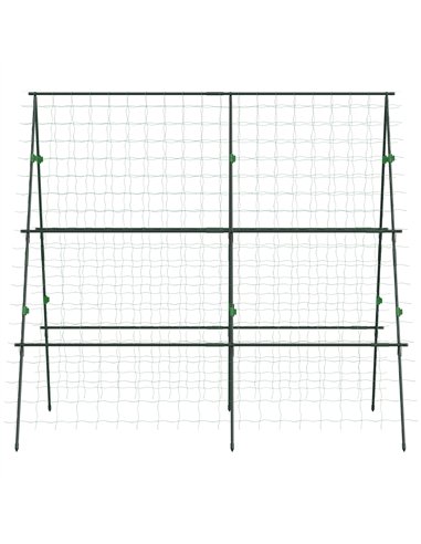 Outsunny Garden Cucumber Trellis for Climbing Plants, A-Frame Trellis Plant Support with Climbing Net, DIY Adjustable Cucumber S