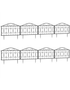 Outsunny Decorative Garden Fencing, 8PCs Outdoor Picket Fence Panels, Rustproof Metal Wire Landscape Flower Bed Border Edging An
