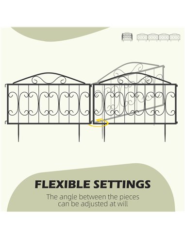 Outsunny Decorative Garden Fencing, 8PCs Outdoor Picket Fence Panels, Rustproof Metal Wire Landscape Flower Bed Border Edging An
