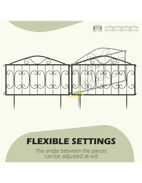 Outsunny Decorative Garden Fencing, 8PCs Outdoor Picket Fence Panels, Rustproof Metal Wire Landscape Flower Bed Border Edging An - pic 177958 | FastDaddyshop