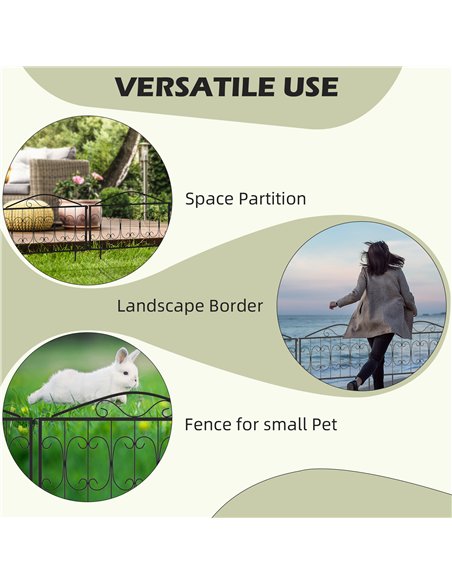 Outsunny Decorative Garden Fencing, 8PCs Outdoor Picket Fence Panels, Rustproof Metal Wire Landscape Flower Bed Border Edging An - pic 177959 | FastDaddyshop