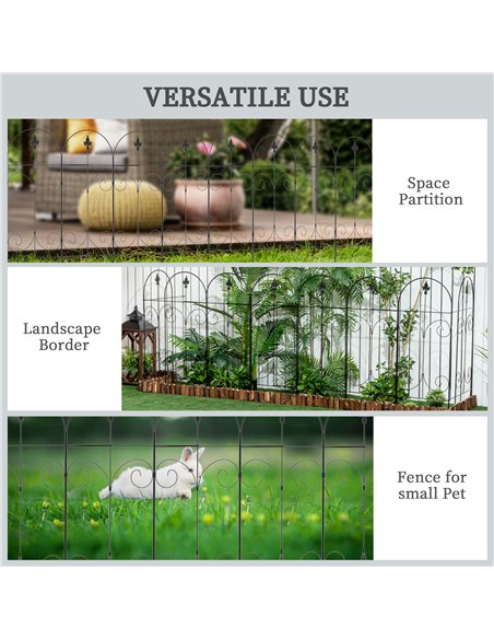 Outsunny Decorative Garden Fencing, 16PCs 44in x 25ft Outdoor Picket Fence Panels, Rustproof Metal Wire Landscape Flower Bed Bor - pic 177968 | FastDaddyshop