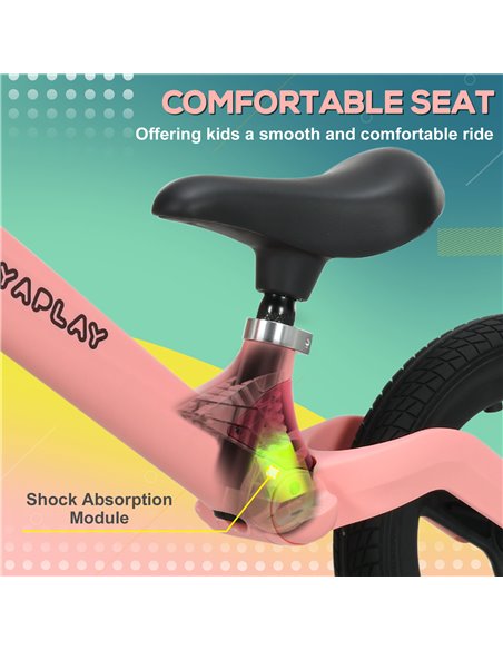 AIYAPLAY Balance Bike with Adjustable Seat and Handlebar, PU Wheels, No Pedal, Aged 30-60 Months up to 25kg - Pink - pic 17797 | FastDaddyshop