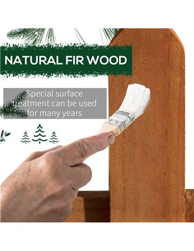 Outsunny Pack of 24 Wooden Border Fences, Garden Fixed Picket Fence for Lawn Edging, Flowerbed, 60L x 1D x 34H cm, Brown
