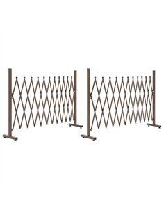 Outsunny Set of 2 Expanding Garden Fencc, Aluminium Freestanding Foldable Picket Fence, 300cmx103.5 cm, Dark Brown