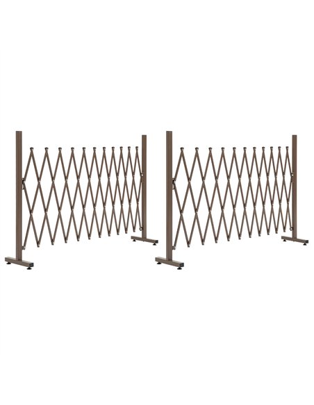 Outsunny Set of 2 Expanding Garden Fencc, Aluminium Freestanding Foldable Picket Fence, 300cmx103.5 cm, Dark Brown - pic 177981 | FastDaddyshop