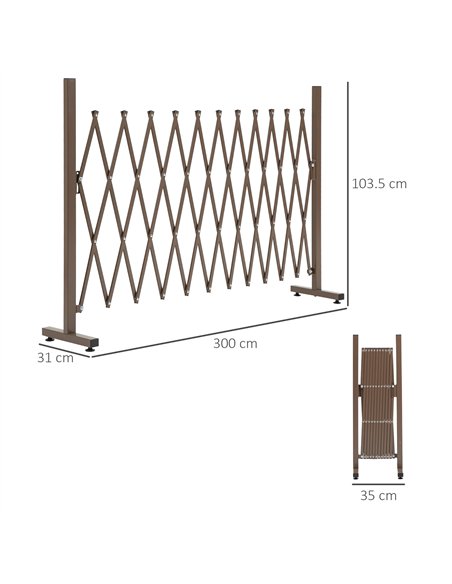 Outsunny Set of 2 Expanding Garden Fencc, Aluminium Freestanding Foldable Picket Fence, 300cmx103.5 cm, Dark Brown - pic 177983 | FastDaddyshop