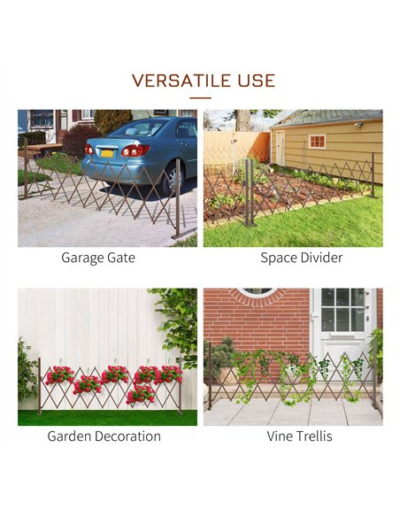 Outsunny Set of 2 Expanding Garden Fencc, Aluminium Freestanding Foldable Picket Fence, 300cmx103.5 cm, Dark Brown - pic 177984 | FastDaddyshop