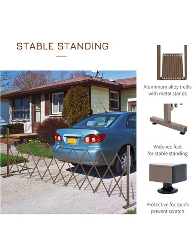 Outsunny Set of 2 Expanding Garden Fencc, Aluminium Freestanding Foldable Picket Fence, 300cmx103.5 cm, Dark Brown