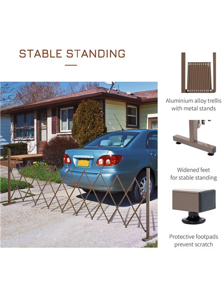 Outsunny Set of 2 Expanding Garden Fencc, Aluminium Freestanding Foldable Picket Fence, 300cmx103.5 cm, Dark Brown - pic 177986 | FastDaddyshop