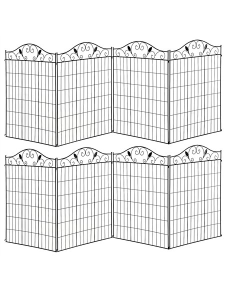Outsunny Set of 2 Decorative Garden Fence, 8 Panels Metal Picket Fence, Versatile Shapes for Patio Lawn, 365cm x 112cm, Black - pic 177990 | FastDaddyshop