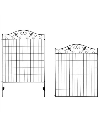 Outsunny Set of 2 Decorative Garden Fence, 8 Panels Metal Picket Fence, Versatile Shapes for Patio Lawn, 365cm x 112cm, Black