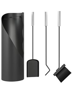 Outsunny 4 Pieces Fireplace Tools Set, Metal Fireplace Accessories Fireside Companion Set with Broom, Shovel, Poker and Bucket, 