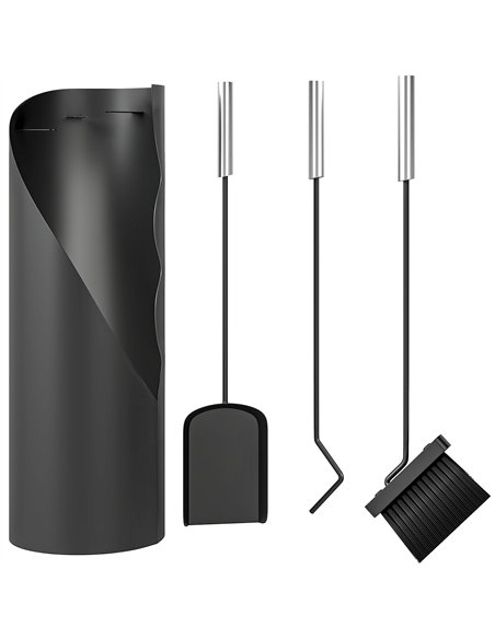 Outsunny 4 Pieces Fireplace Tools Set, Metal Fireplace Accessories Fireside Companion Set with Broom, Shovel, Poker and Bucket,  - pic 177999 | FastDaddyshop