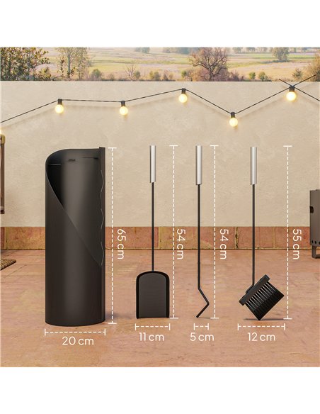 Outsunny 4 Pieces Fireplace Tools Set, Metal Fireplace Accessories Fireside Companion Set with Broom, Shovel, Poker and Bucket,  - pic 178001 | FastDaddyshop