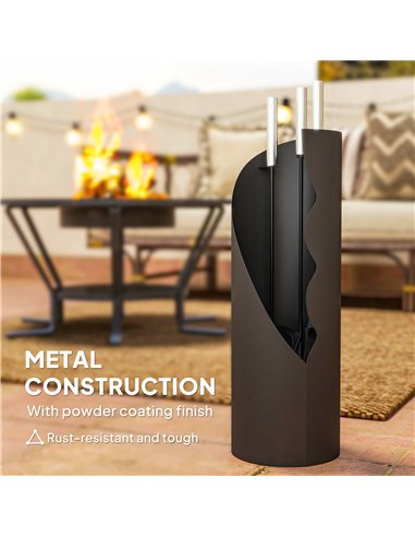 Outsunny 4 Pieces Fireplace Tools Set, Metal Fireplace Accessories Fireside Companion Set with Broom, Shovel, Poker and Bucket, 