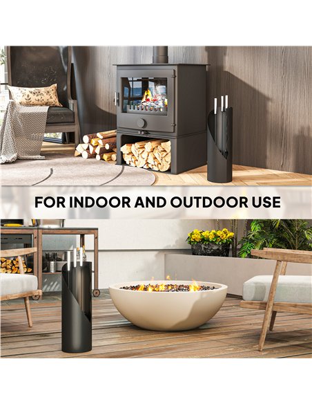 Outsunny 4 Pieces Fireplace Tools Set, Metal Fireplace Accessories Fireside Companion Set with Broom, Shovel, Poker and Bucket,  - pic 178004 | FastDaddyshop