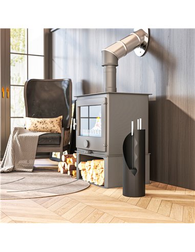 Outsunny 4 Pieces Fireplace Tools Set, Metal Fireplace Accessories Fireside Companion Set with Broom, Shovel, Poker and Bucket, 