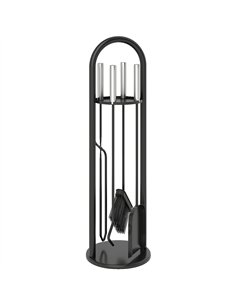 Outsunny 5 Pieces Fireplace Tools Set, Metal Fireplace Accessories Fireside Companion Set with Broom, Shovel, Poker and Bucket, 