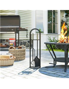 Outsunny 5 Pieces Fireplace Tools Set, Metal Fireplace Accessories Fireside Companion Set with Broom, Shovel, Poker and Bucket,  2