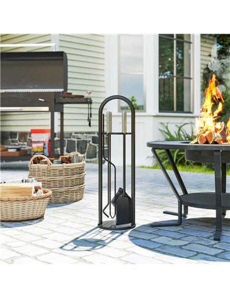 Outsunny 5 Pieces Fireplace Tools Set, Metal Fireplace Accessories Fireside Companion Set with Broom, Shovel, Poker and Bucket,  - pic 178009 | FastDaddyshop